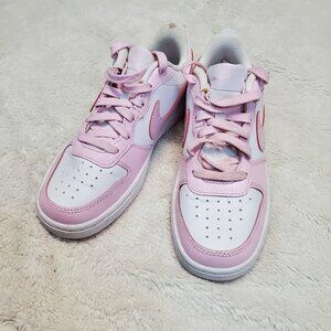 Nike Court White Pink Low‎ Top Sneakers Kid Boy Girl 3.5 Y Classic Preppy School